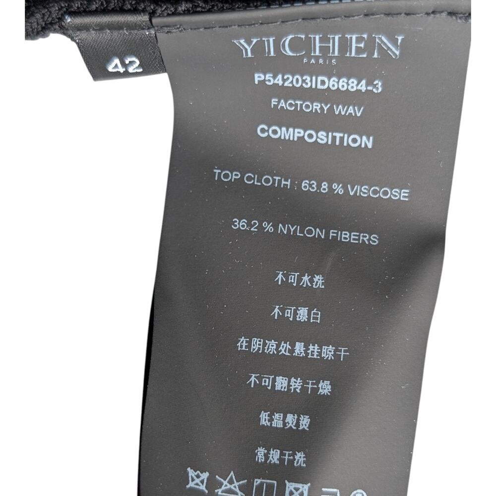 Yichen Paris Polo Sweater Top Women Size 42 Braided Knit Black - Picture 2 of 4